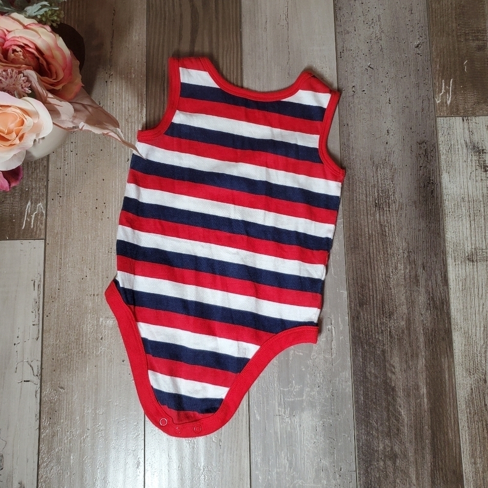 Garanimals Red White and Blue Striped Toddler Boy Tank Top Bodysuit Size 24m EUC - Picture 2 of 7
